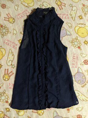 XXI Sleeveless Sheer Ruffle Blouse